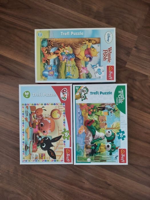3zestawy puzzli 3 -4 lata +domino