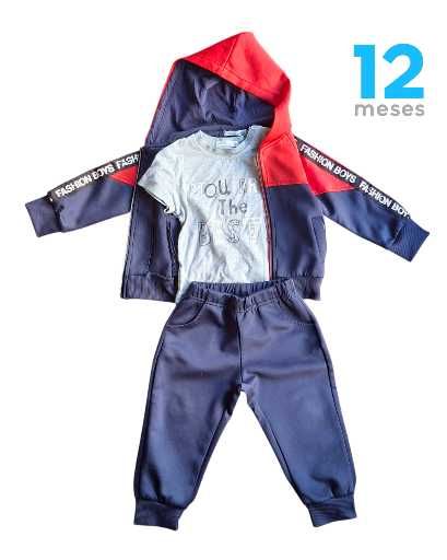 Blue Jacket + T-shirt + Pants Set, 12 Months