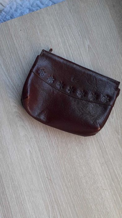 Bolsa castanha pele antiga mulher