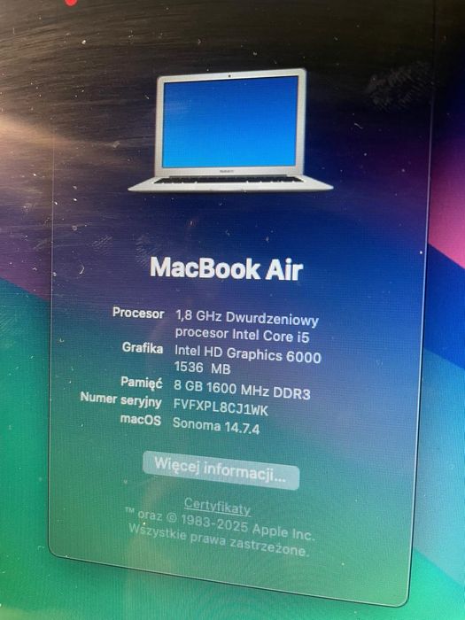 Macbook Air 2018, 100 cykli ładowania