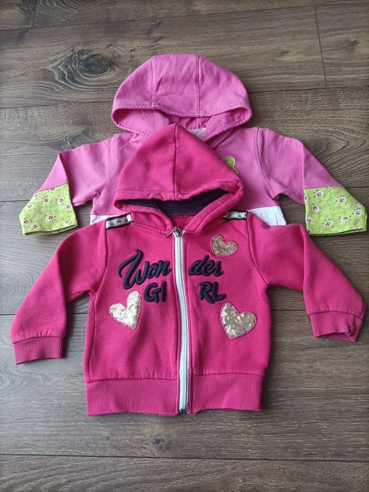Dwie bawełniane różowe bluzy, Chicco i Baby  74/80