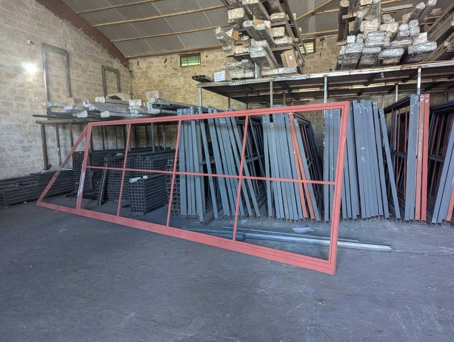 Откатные ворота из профнастила, Каркас откатных ворот, Ворота под ключ