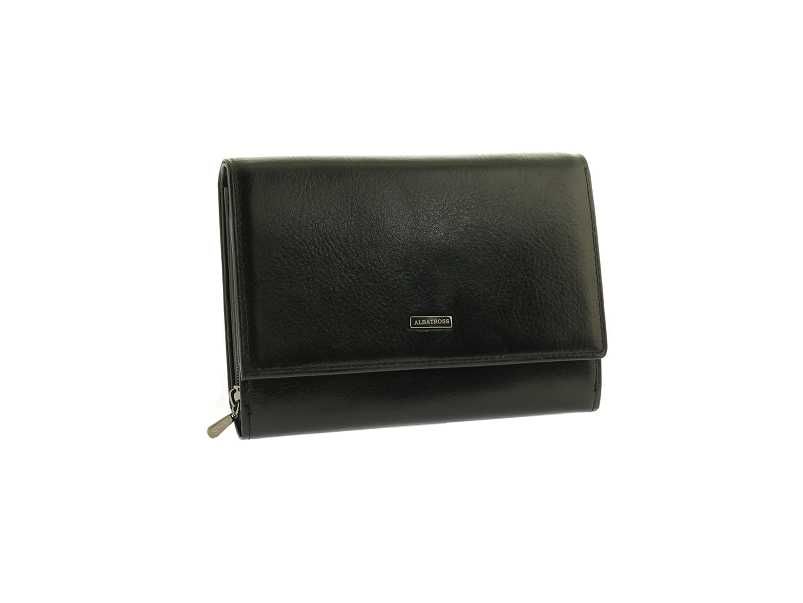 Skórzany portfel damski czarny skóra naturalna marki Albatross