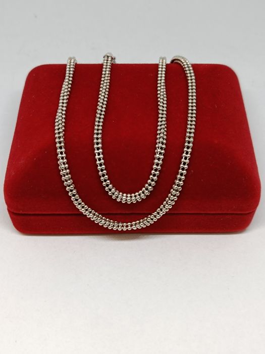 Srebrny łańcuszek kulki podwójny dł.46cm, srebro próby 925