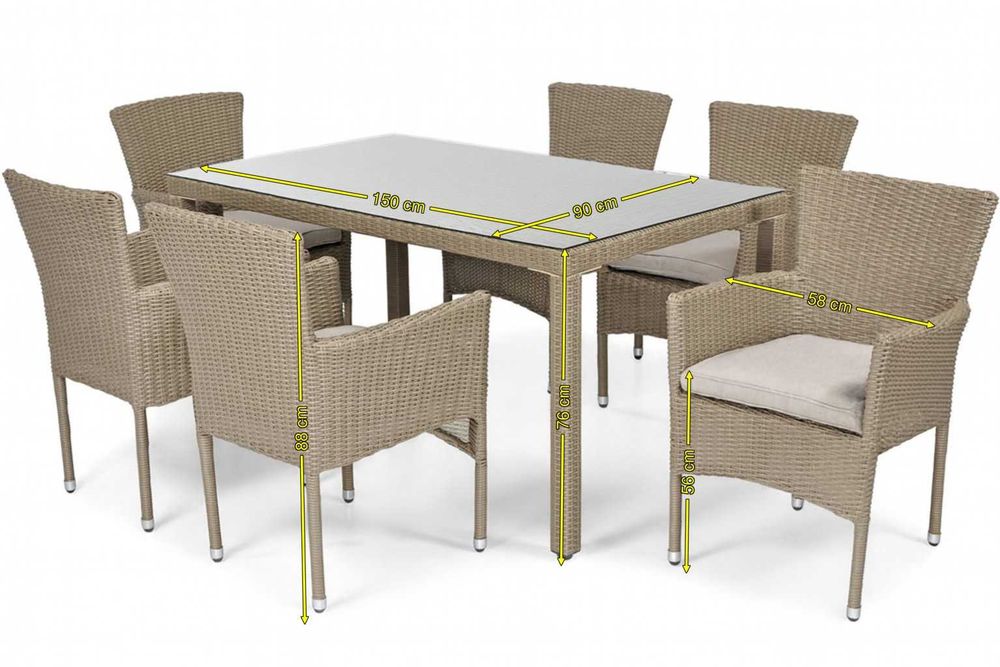 OUTLET! Zestaw Ogrodowy Jadalniany Technorattanowy 6-Osobowy Beżowy