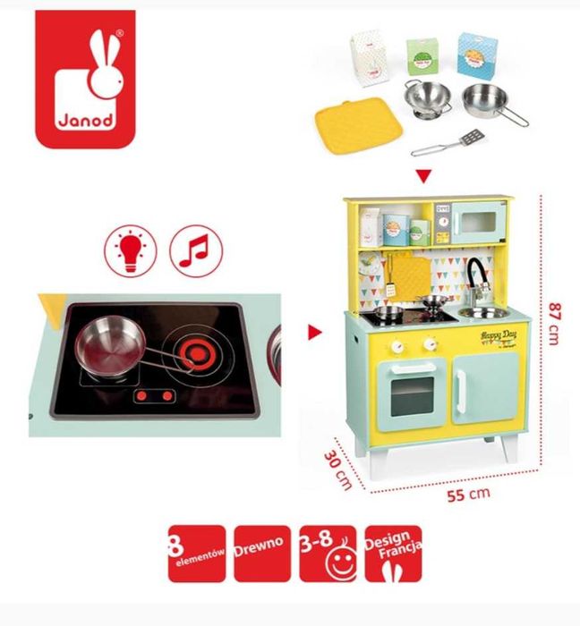 Kuchnia drewniana dziecięca + akcesoria
