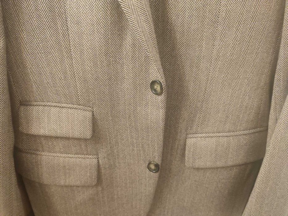 Blazer espinhado tom de castanho com cotoveleiras camurça - Novo