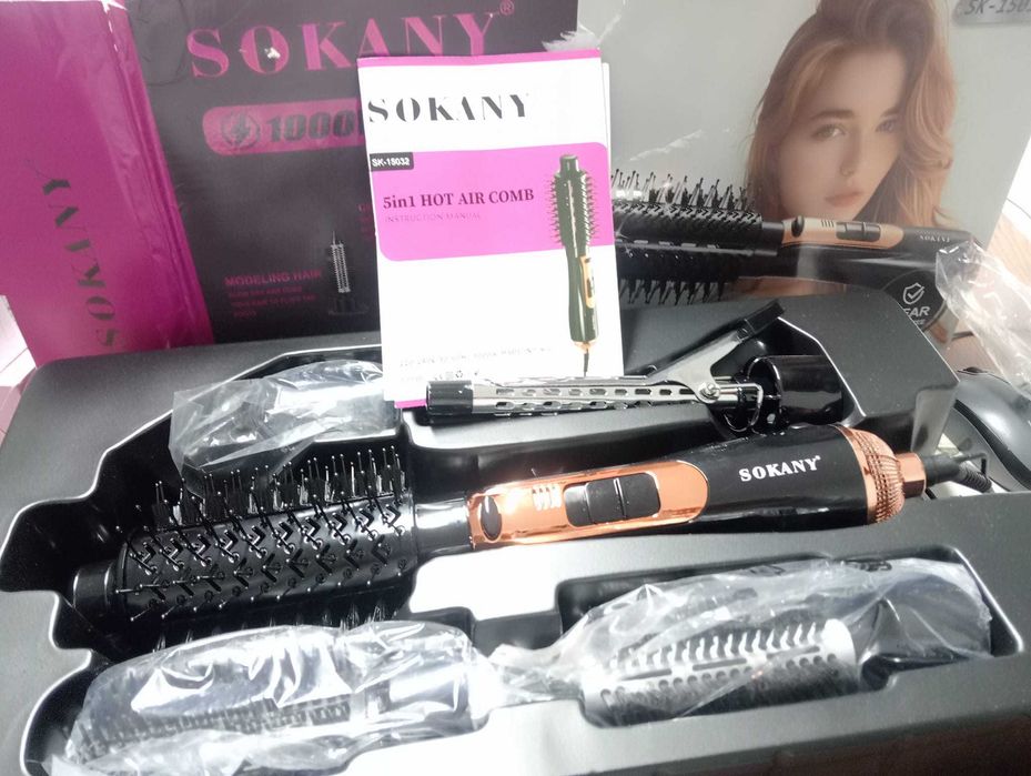 Modelador 5 em 1 SOKANY–Escova de Ar Quente (Seca, Alisa, Modela)–NOVO