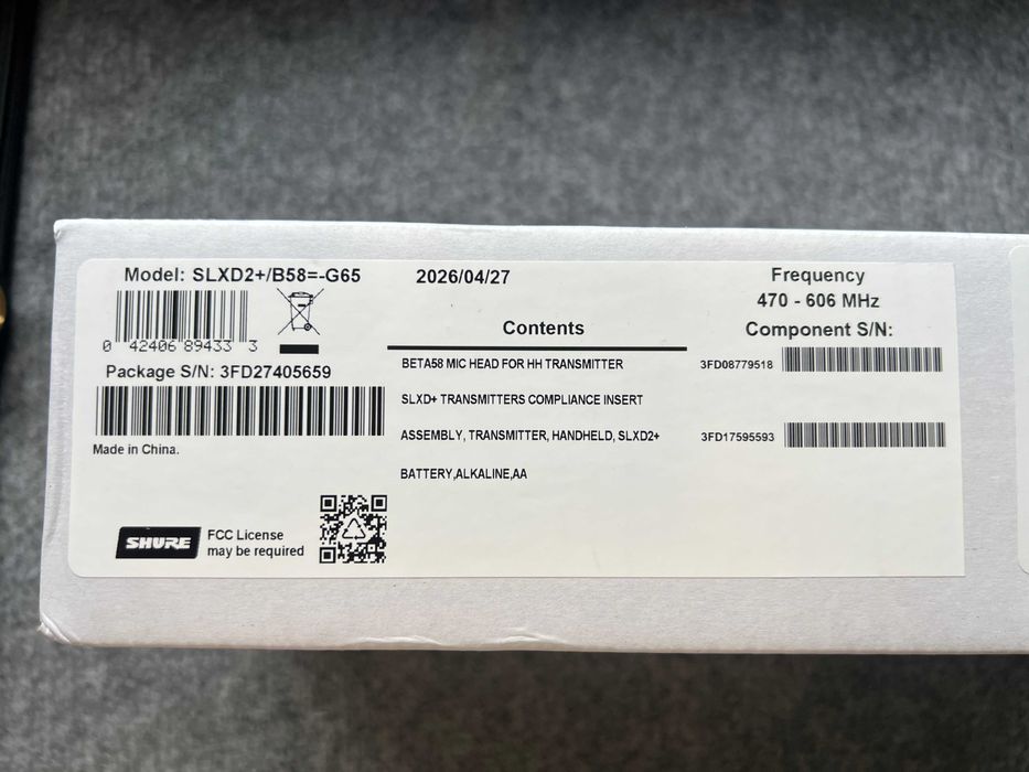 Nadajnik Shure SLXD2+/B58-G65 Beta 58A – mikrofon bezprzewodowy SLX-D+