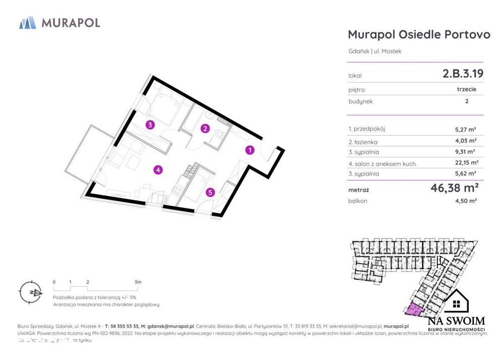 3-pokojowy apartament River View | Balkon | Gdańsk