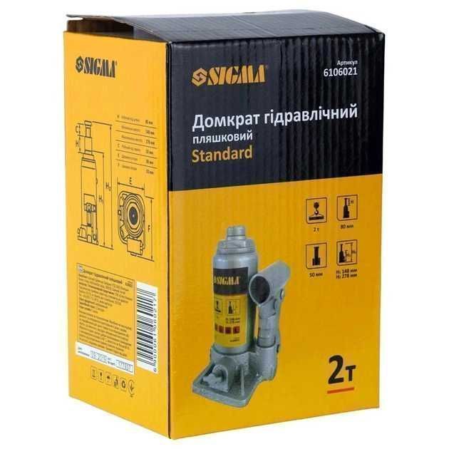 Домкрат гидравлический бутылочный 2т H 148-278мм SIGMA (6106021) +