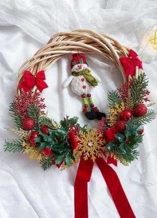 Розпродаж Новорічний еко-вінок . Різвяний вінок на двері