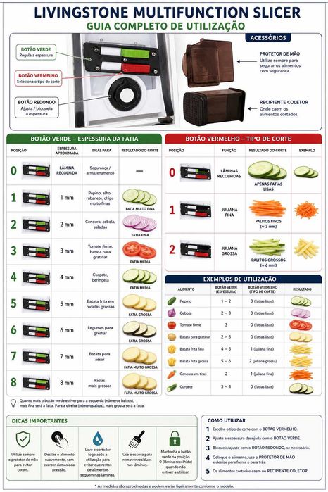 Cortador de legumes multifunções