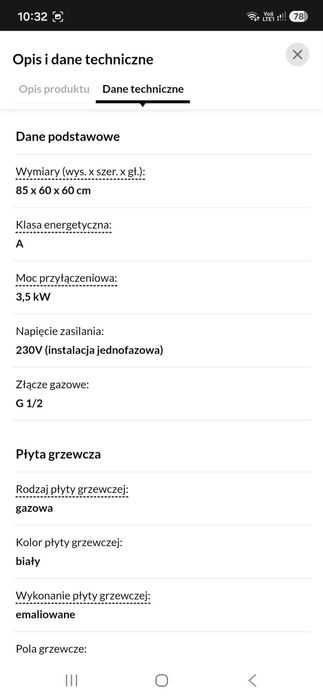 Kuchenka gazowo elektryczna gwarancja 5 lat