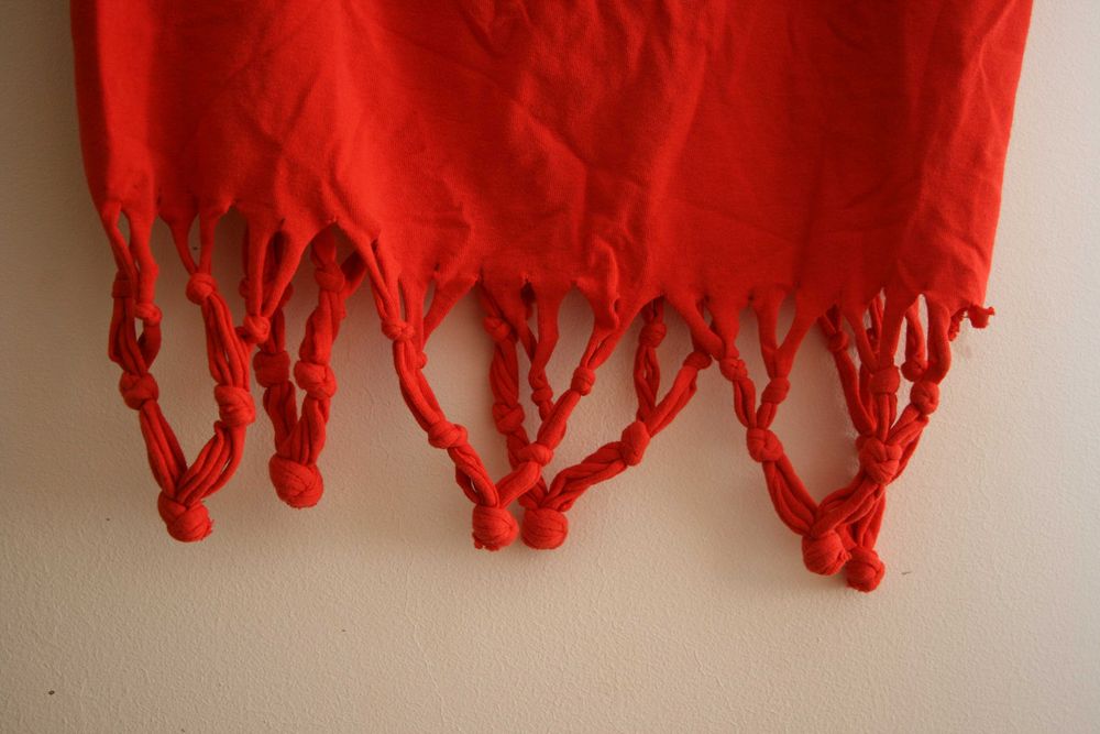 Crop Top Lefties Vermelho c/ Franjas Handmade