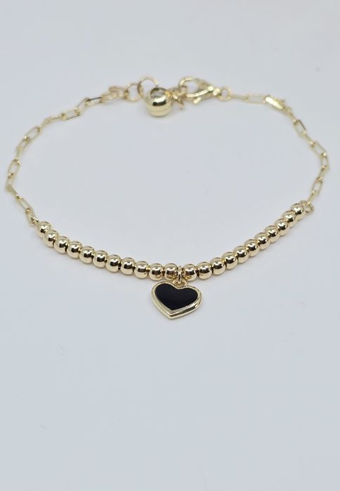 Złota bransoletka z zawieszką serce próba 585 14k