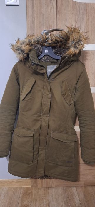 Zimowa bardzo ciepła kurtka parka khaki DIVERSE