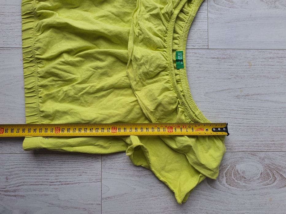 Krótka limonkowa bluzka Benetton rozm 130