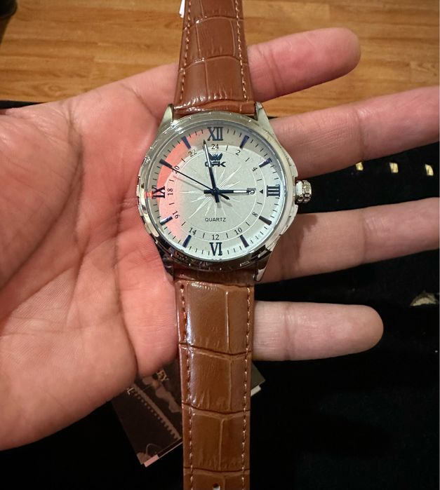 Мужские классические кварцевые часы OPK BRAND с кожаным ремешком