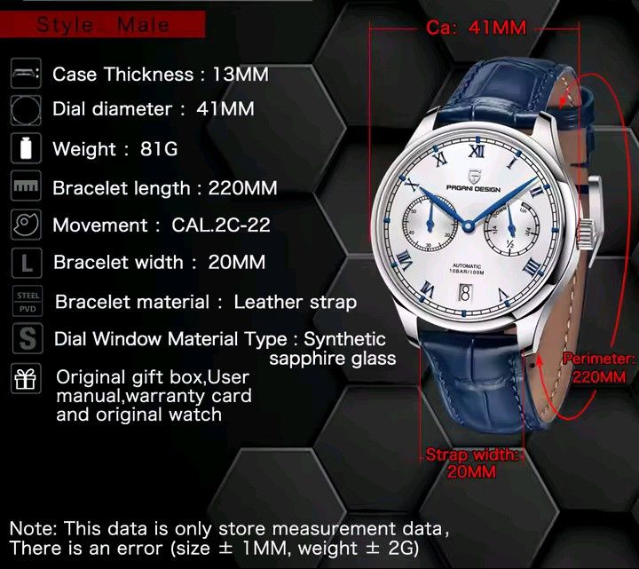 Унісекс механічний годинник Pagani Pilot | Seiko NH39 з автопідзаводом