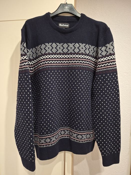 Barbour zimowy wełniany swetr