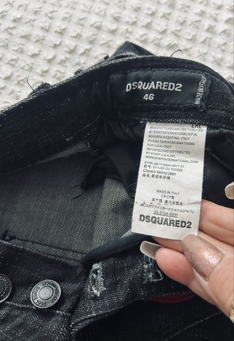 Spodnie Dsquared2 czarne nakrapiane super stretch