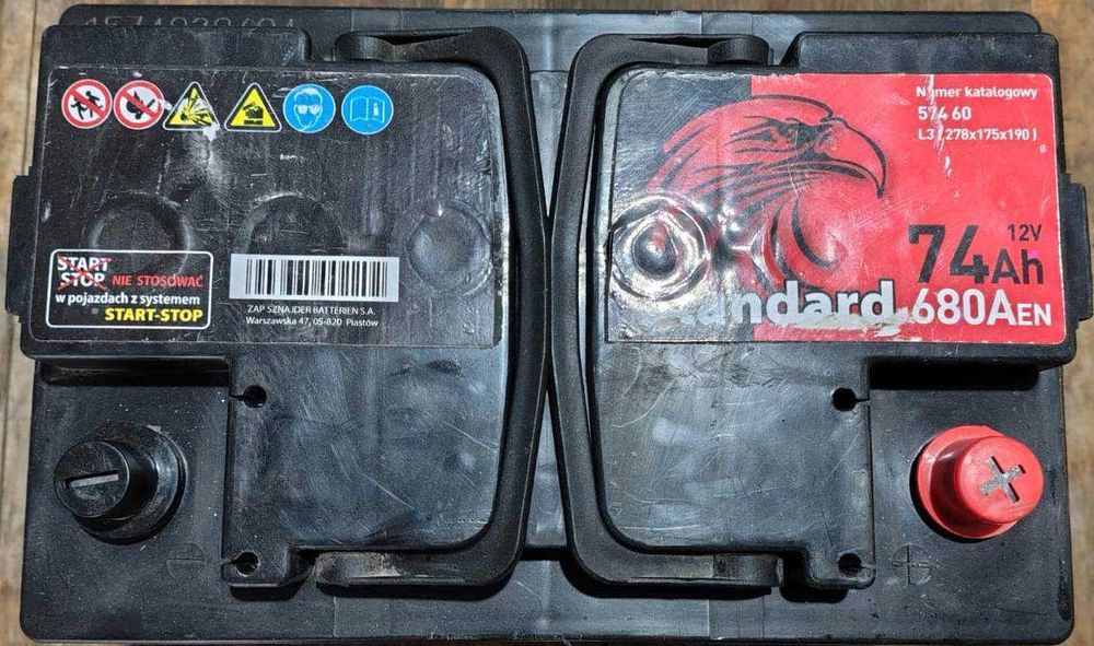 Akumulator samochodowy Sznajder, 74Ah, 680A, 89% sprawności