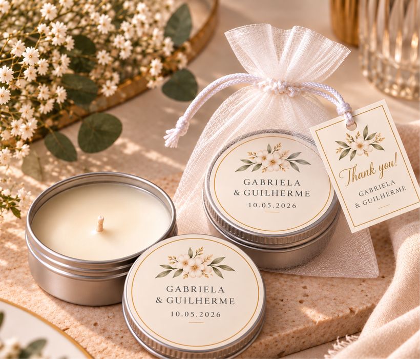 Lembranças de casamento – velas personalizadas