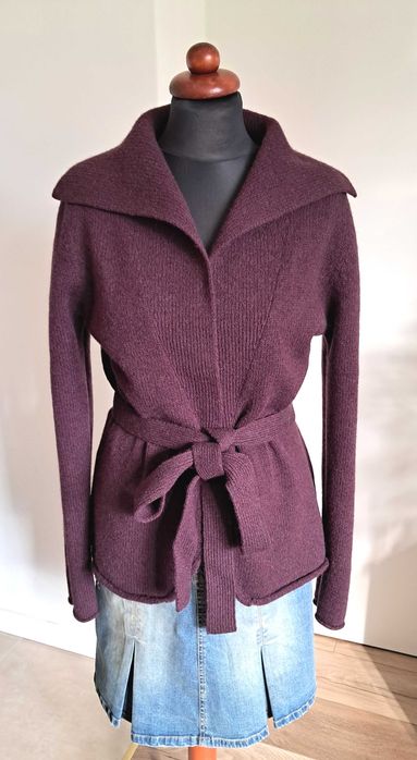 Śliwkowy sweter kardigan Solar S/M 100% wool  coquette goth hippie witch grunge