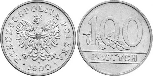 100 złotych   . PRL  - rok 1990 . Stan  I .