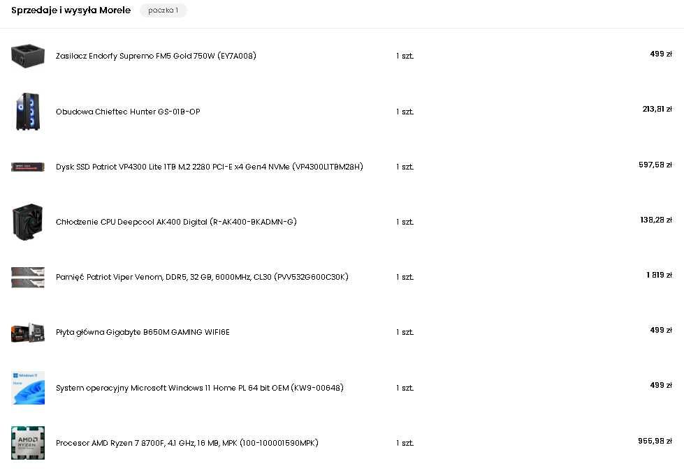 Sprzedam mocny PC Ryzen 7-8700F  RTX 5060 Ti 16GB