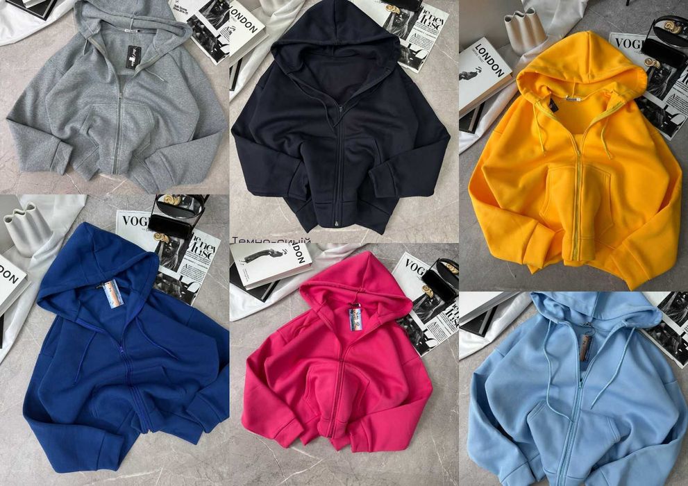 Жіноче тепле худі на змійці кофта за капюшоном НА ФЛІСІ з блискавкою