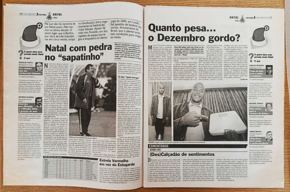 Lourosa e Lamas os queridos inimigos - jornal O Jogo de dezembro de 2000