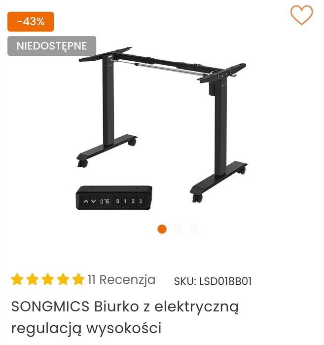 Biurko komputerowe  Songmics elektryczne