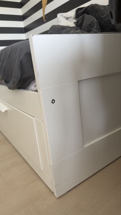 Cama indiv/dupla c/2 gav. branca 80x200 cm