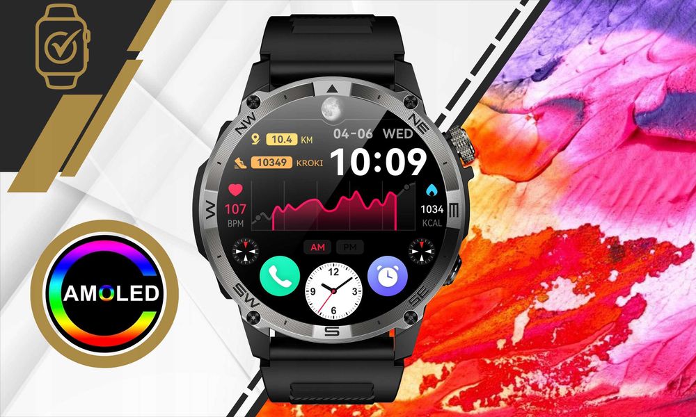 SMARTWATCH zegarek MĘSKI GPS wodoodporny sport POLSKIE menu