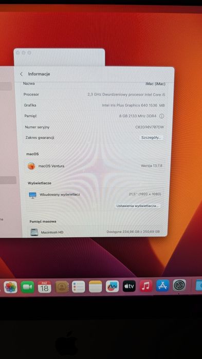 iMac 21,5 8GB RAM i5