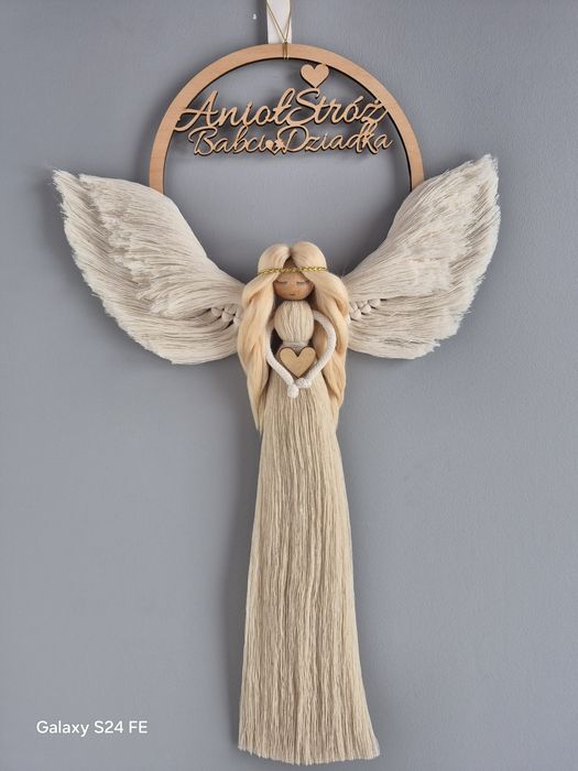 Aniol Stroz Babci i Dziadka makrama prezent