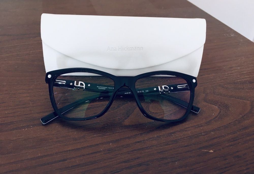 Okulary Ana Hickmann czarne oprawki zerówki kocie
