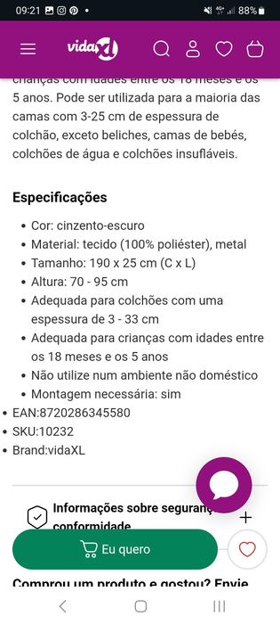 Barreira cama 190cm