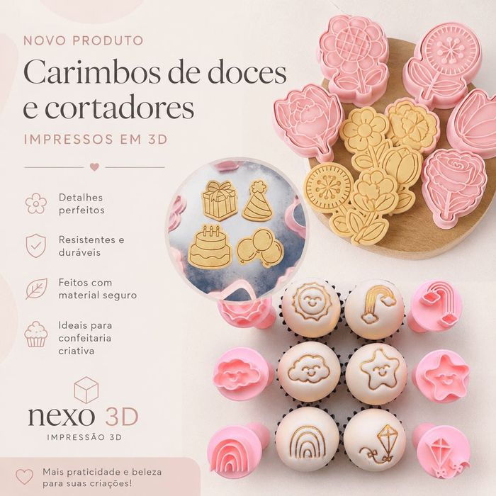 Cortadores de biscoito e carimbo para doce