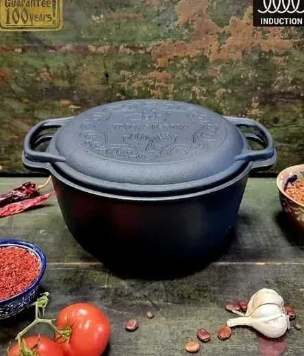 Чавунний котелок казан 6 л з кришкою - сковородою — Наша Майстерня