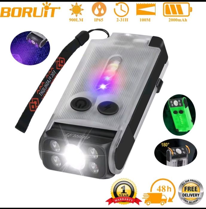 Міні-ліхтарик брелок BORUIT V3 EDC з зарядкою