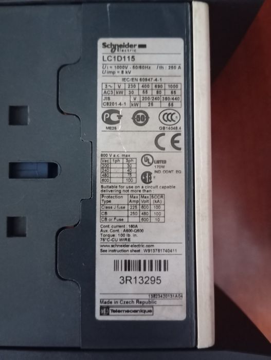Контактор Schneider LC1D115A.   Чехія.