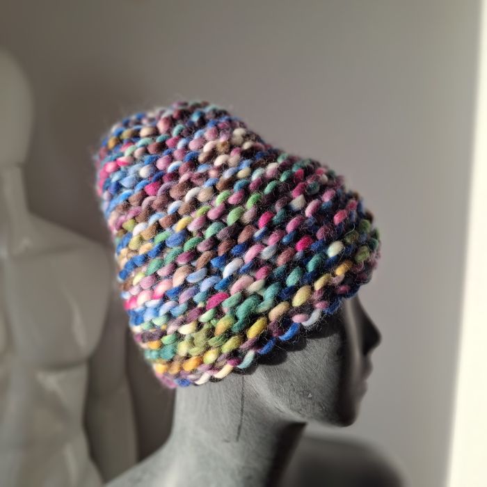 Czapka beanie wełna merino handmade