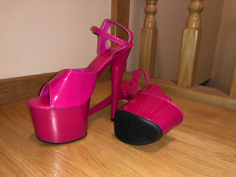 26/ Szklanki gogo szpilki 18 cm  sandały 37 różowe nowe pole dance