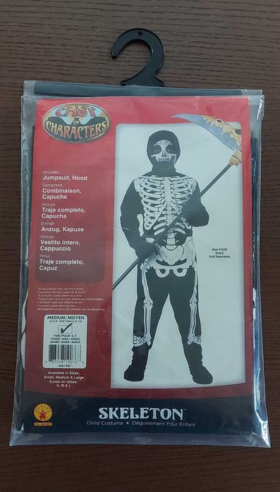 Fato infantil / Fantasia de esqueleto Tam M 8-10 anos