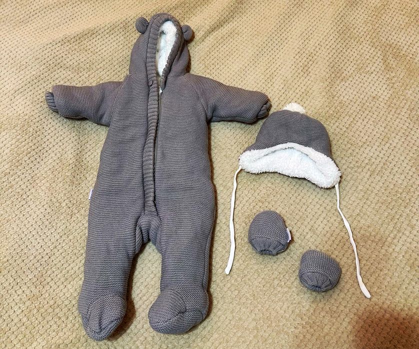 Зимовий  комбінезон плюш Ведмедик 0-4 місяці (56-62р)