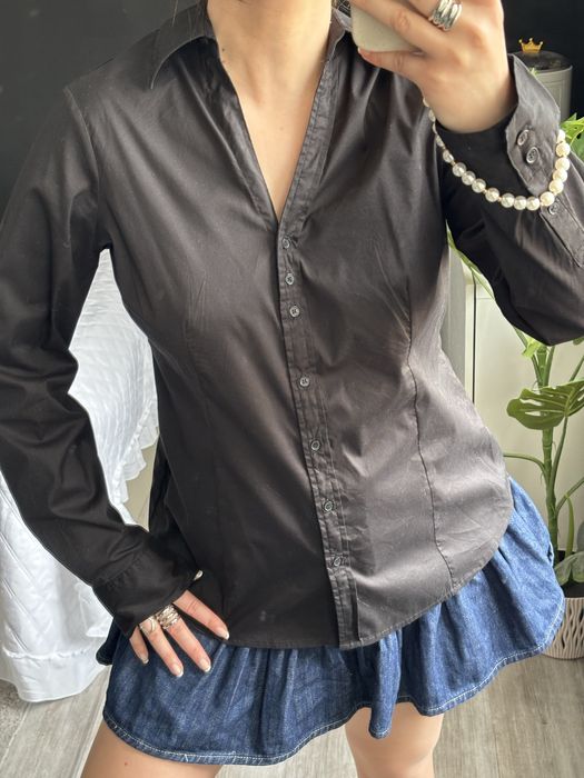 Koszula marki MEXX Rozmiar XL czarna taliowana elegancka klasyk