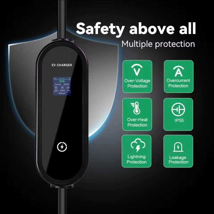 Зарядний пристрій EV CHARGER - GBT - 32а - 7,2 KW - 5.0 м кабель -